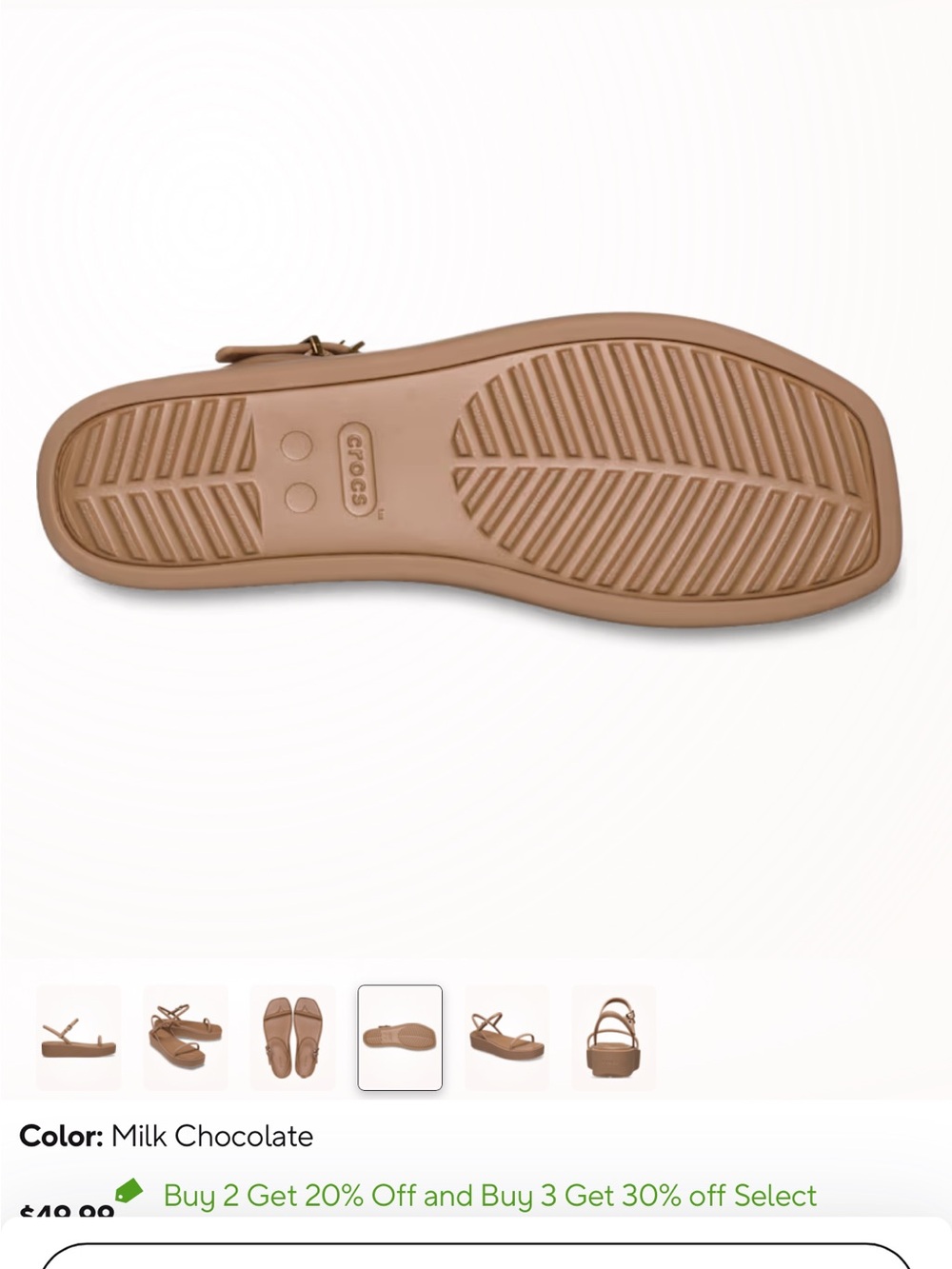CROCS Miami Platform Y-Strap Sandal in Milk Chocolate - Picture 5 of 11